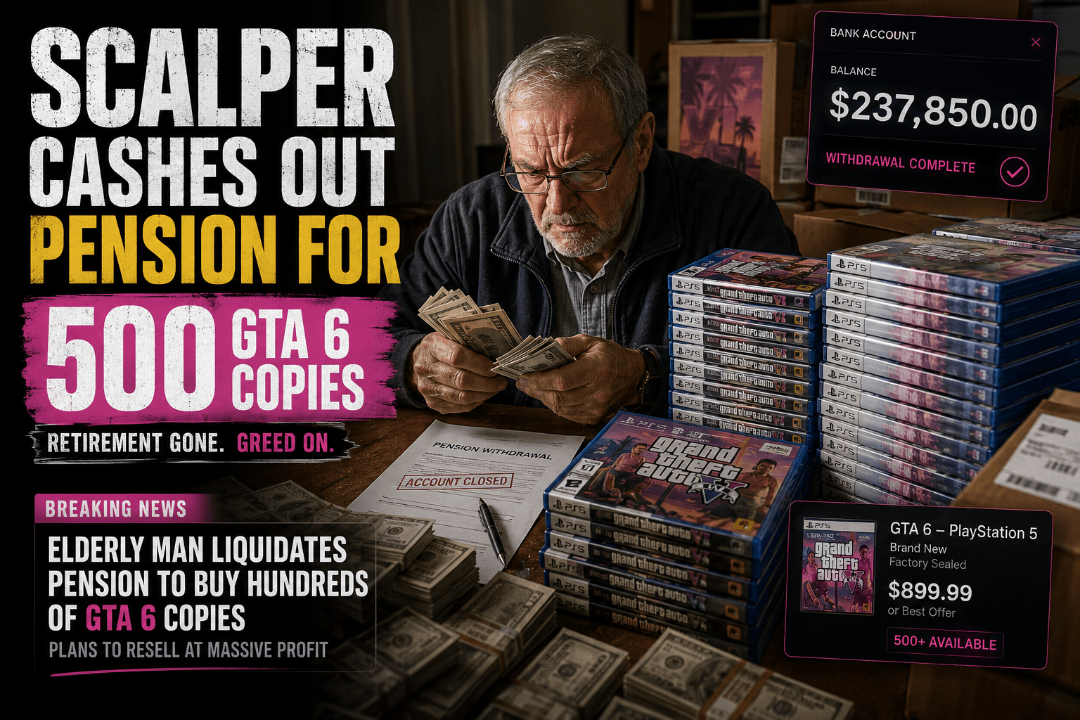 GTA 6 Scalper Claims He Cashed Out Retirement Savings to Pre-Order 500 Ultimate Edition Copies — Then Discovered There's No Disc