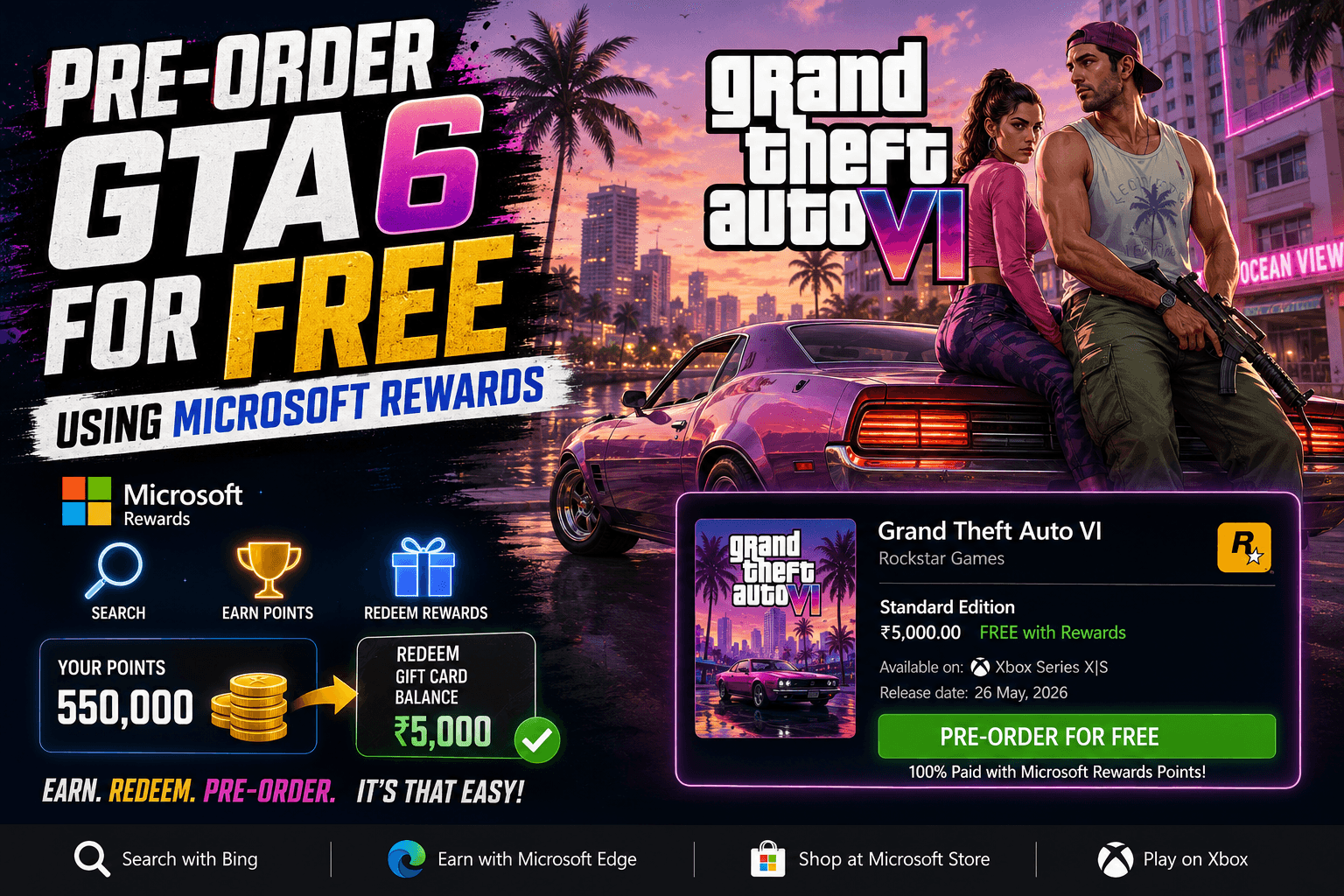 How to Pre-Order GTA 6 for FREE Using Microsoft Rewards Points