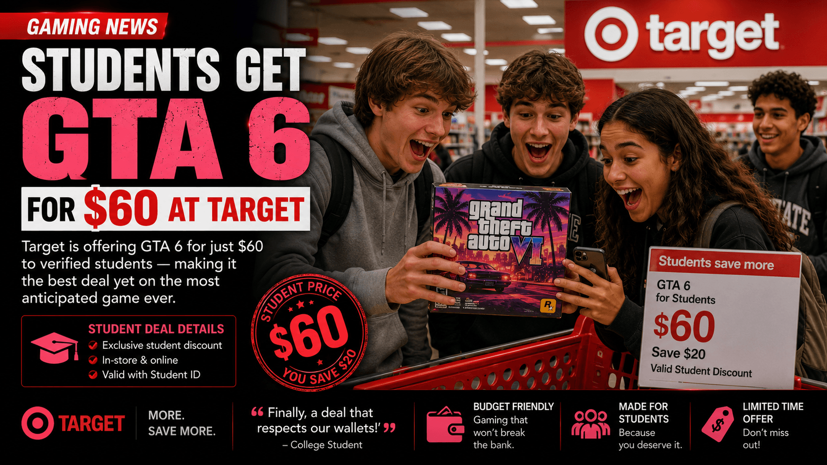 Verified Students and Teachers Get 20% Off GTA 6 Pre-Order at Target — Drops Standard Edition From $79.99 to $60.79