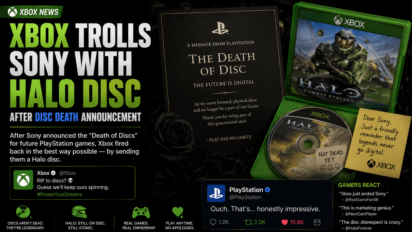 Xbox Trolled Sony Hard After the PlayStation Disc Death Announcement